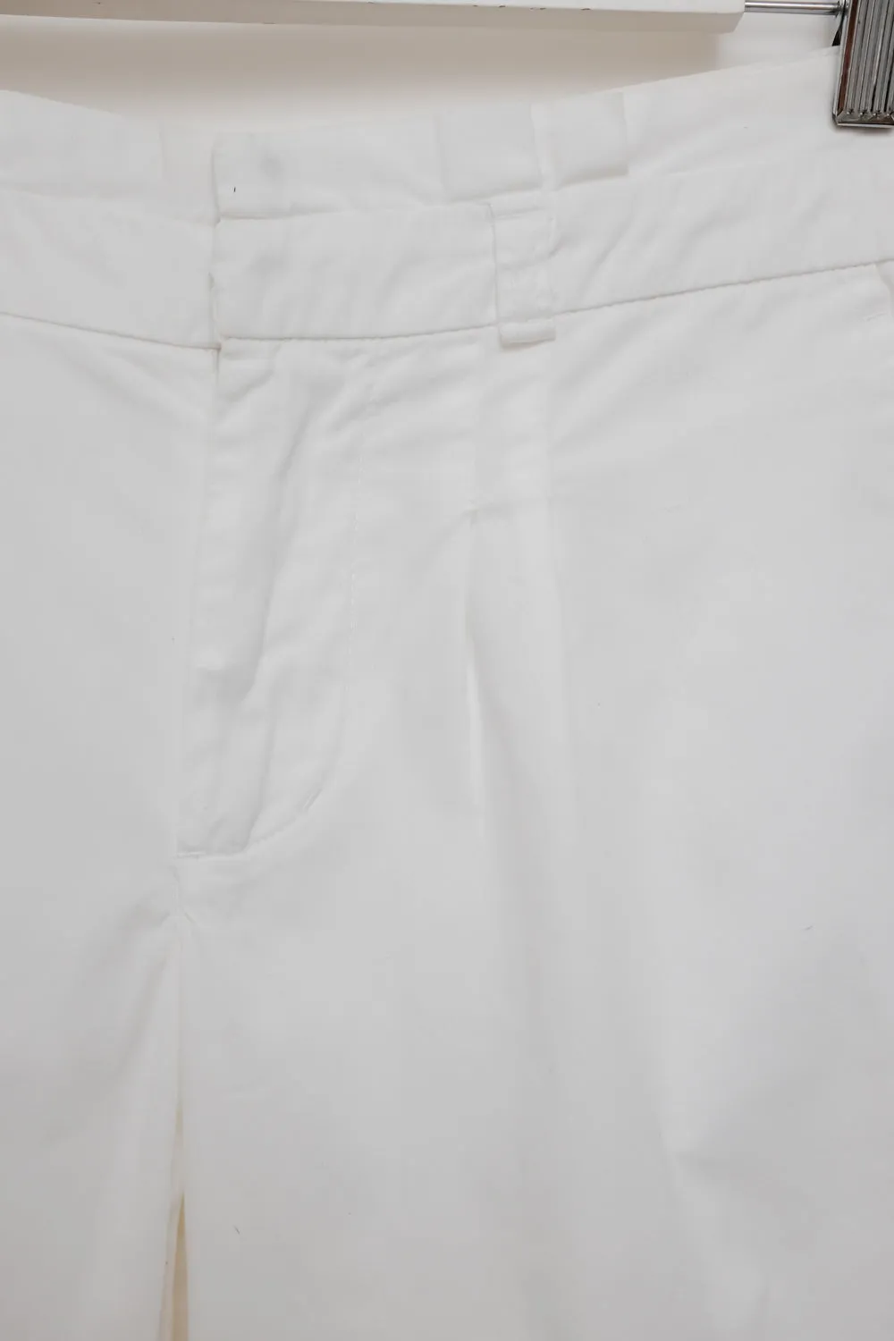 0055_PLEATED WHITE COTTON VINTAGE SHORTS