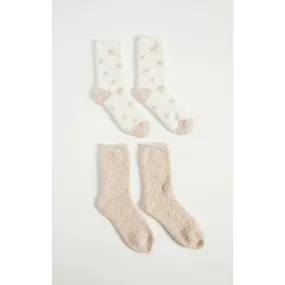 2 Pack Plush Socks in Vanilla Ice