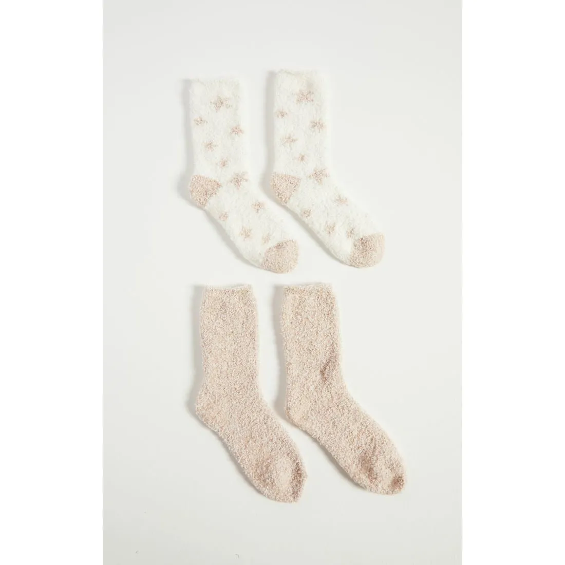 2 Pack Plush Socks in Vanilla Ice