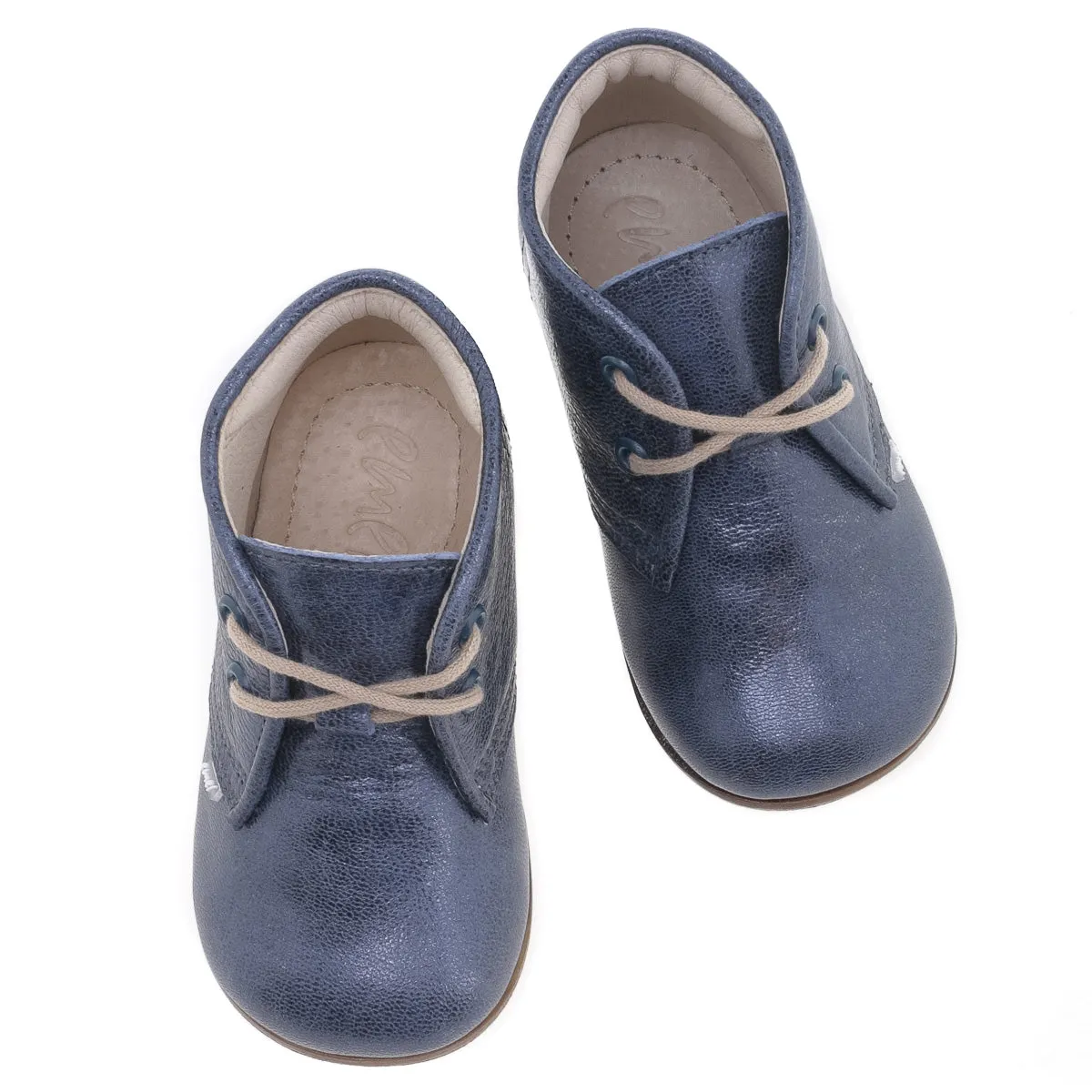 (2393-10) Emel blue shiny Lace Up Shoes