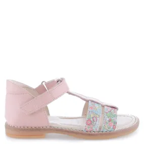 (2618-20) Emel  pink/ flower velcro sandals