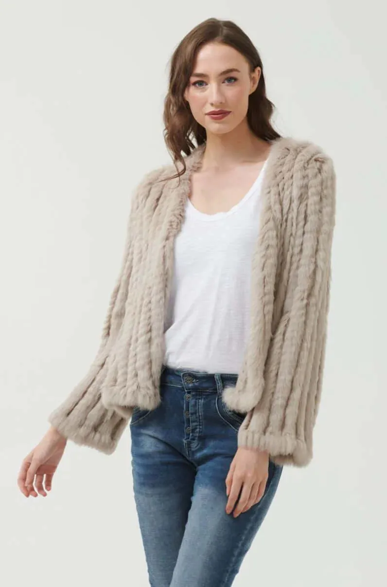 365 Days Short Fur Jacket -  Stone