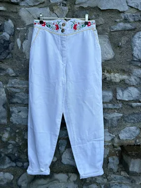 80s white embroidered jeans uk 10