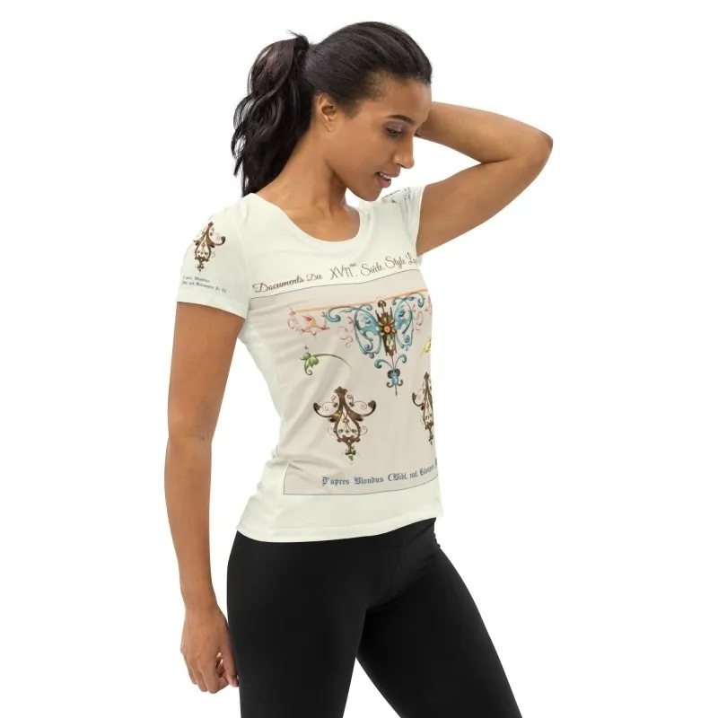 All-Over Print Women's Athletic T-shirt - Rococo decoration (XIII. Louis style)