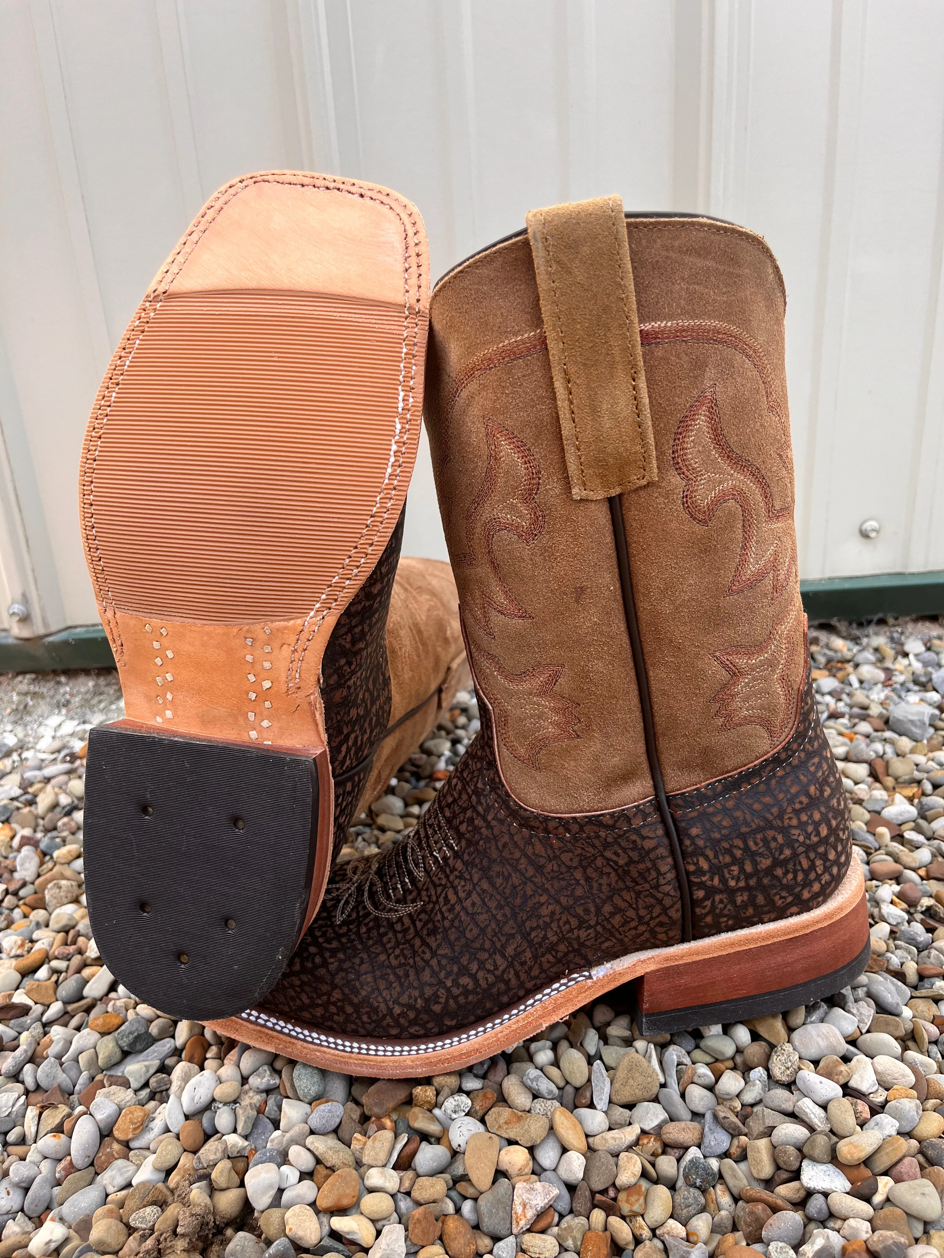 Anderson Bean Men's 10" Tan Hungry Hippos Square Toe Cowboy Boots 339580