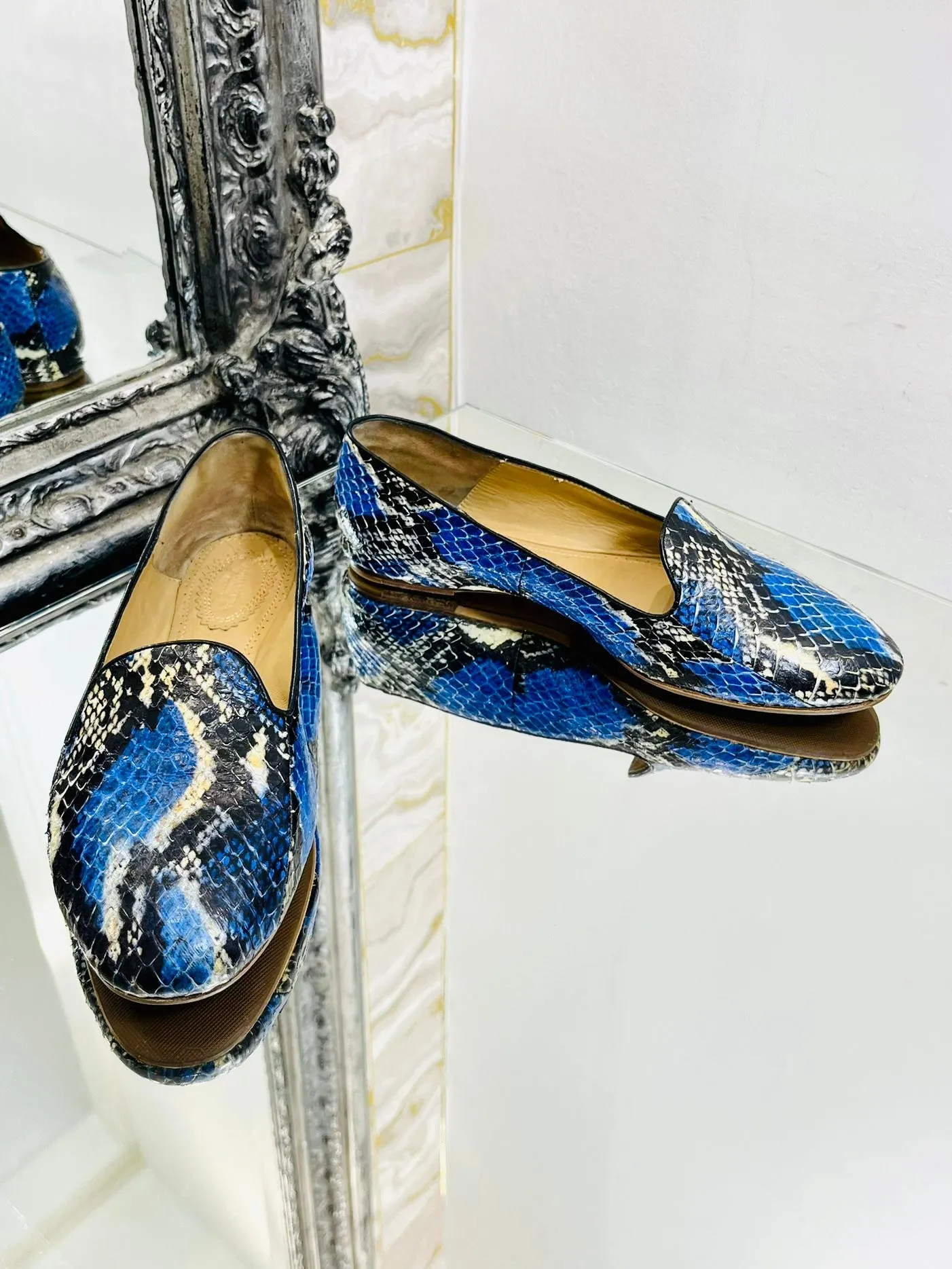 Aquazurra Python Skin Flat Shoes. Size 37