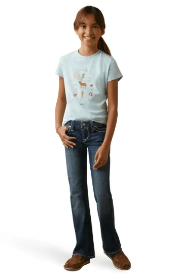 Ariat Girl's "Time To Show" Mosaic Blue Tee 10043739