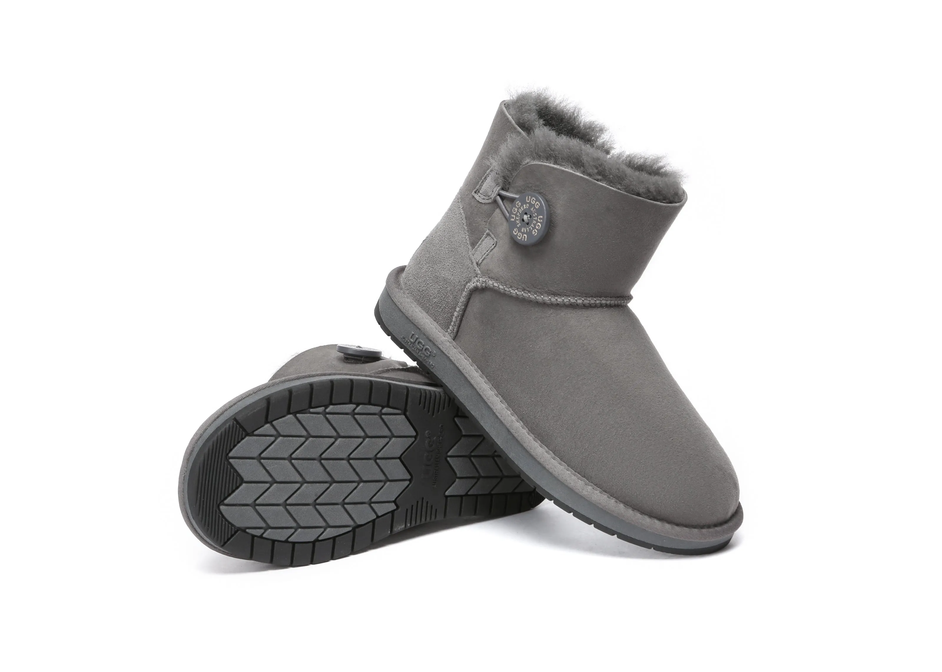 Australia Premium Double Face Sheepskin Water Resistant Mini Button Boots