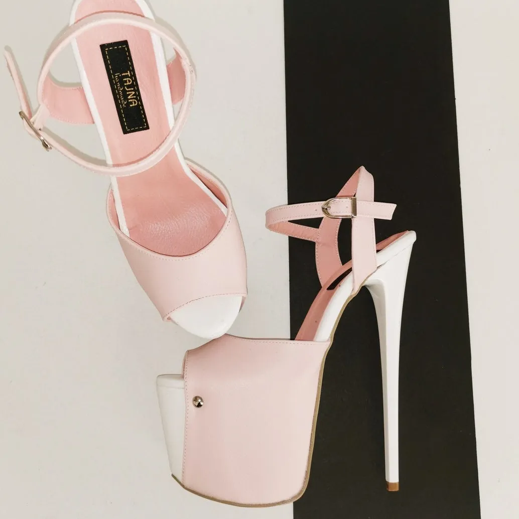 Baby Pink White Platform Sandals