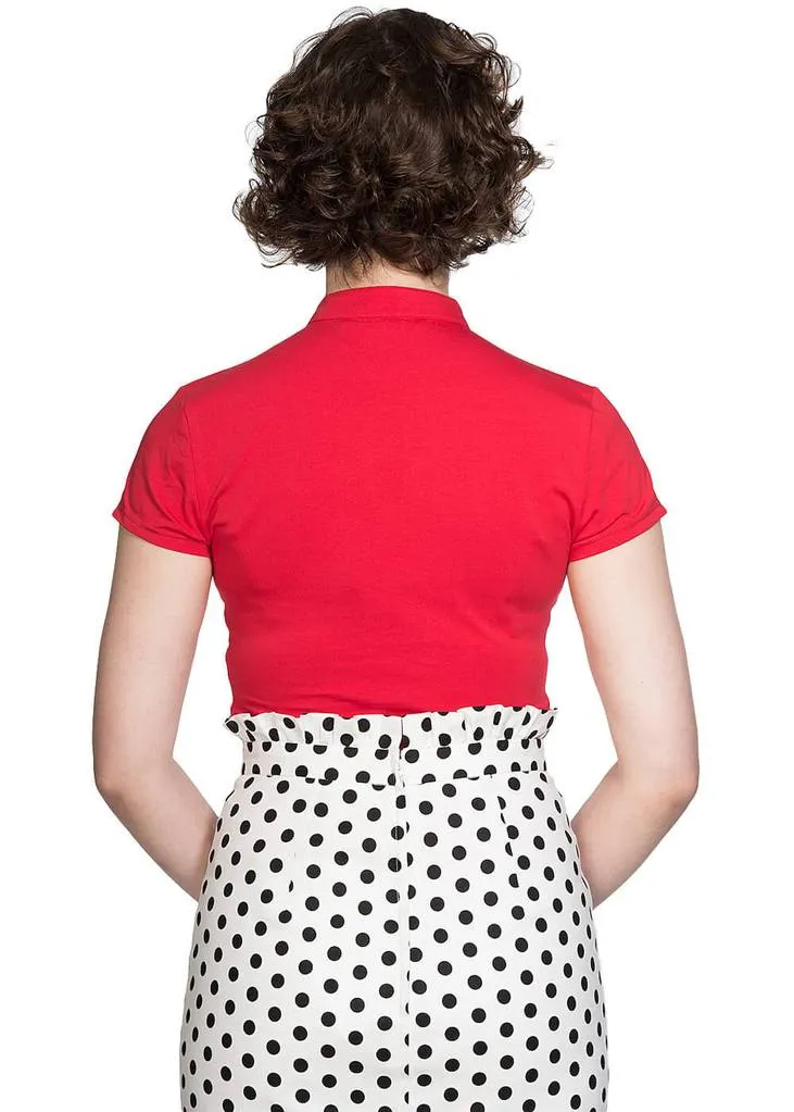 Banned Mandarin Collar 40's Top Red