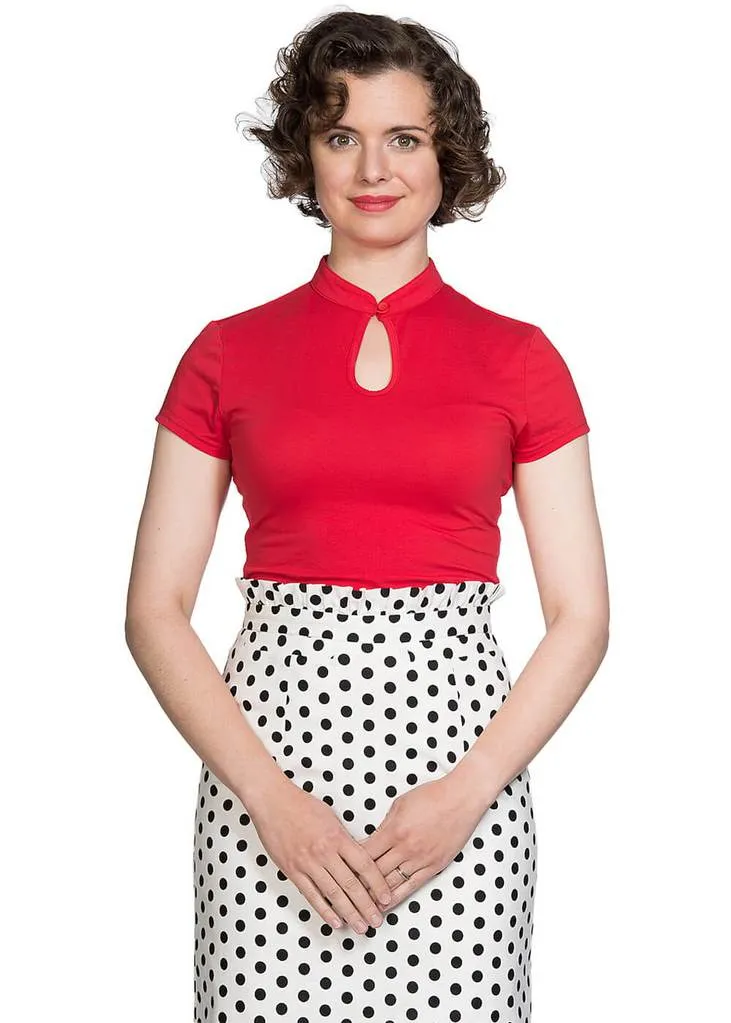 Banned Mandarin Collar 40's Top Red