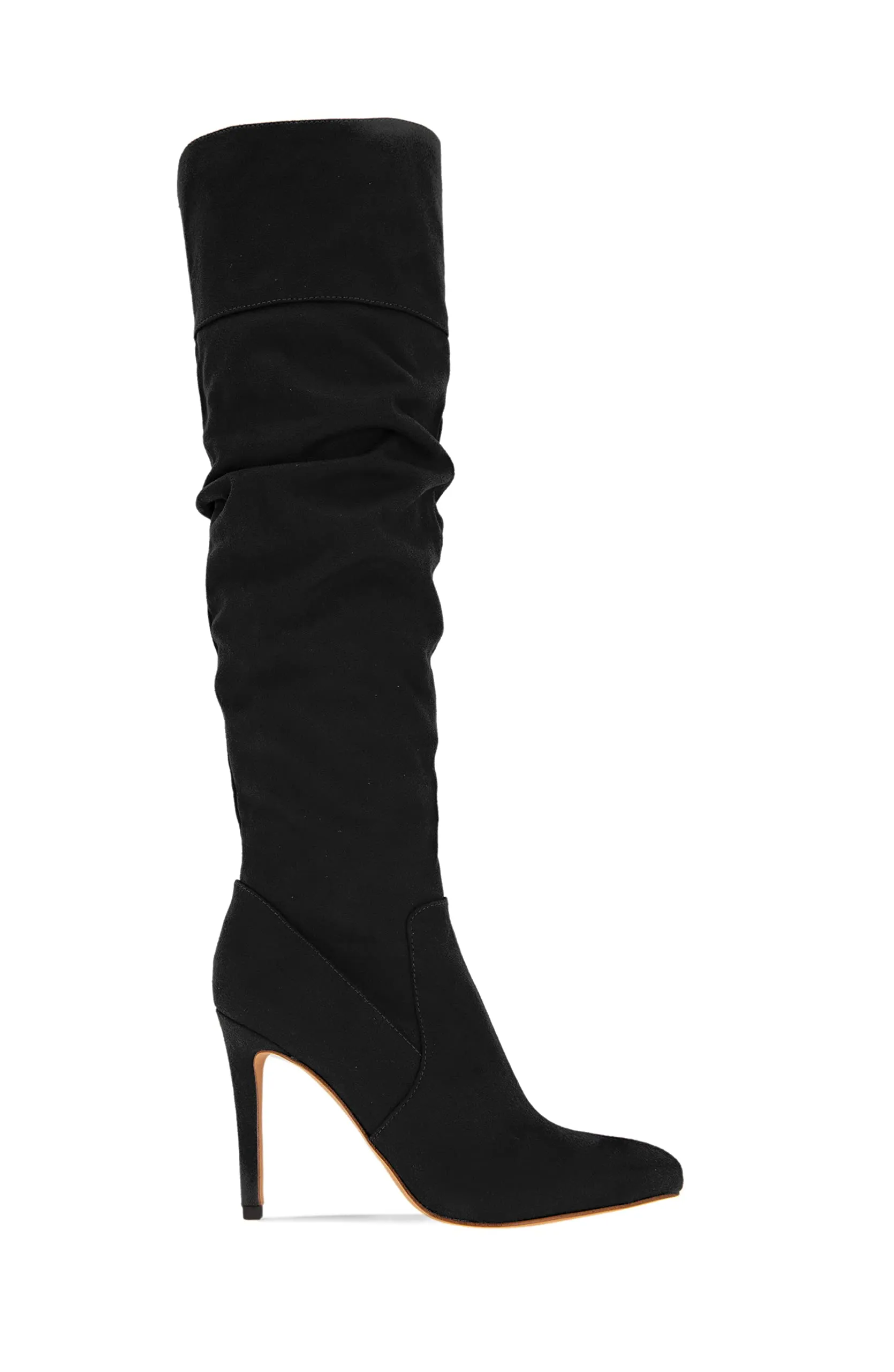 BCBGeneration Himani Black Suede Fashion Zip Stiletto Pointed Toe Knee High Boots