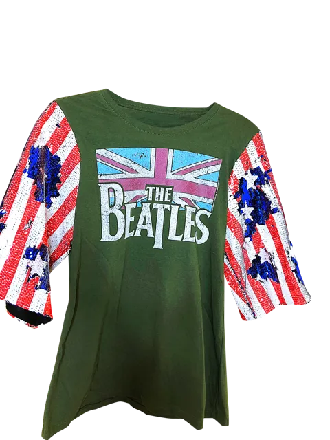 BEATLES Sequin Logo T Shirt