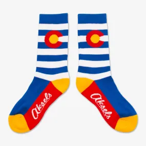 Big Kids Striped Colorado Flag Crew Socks