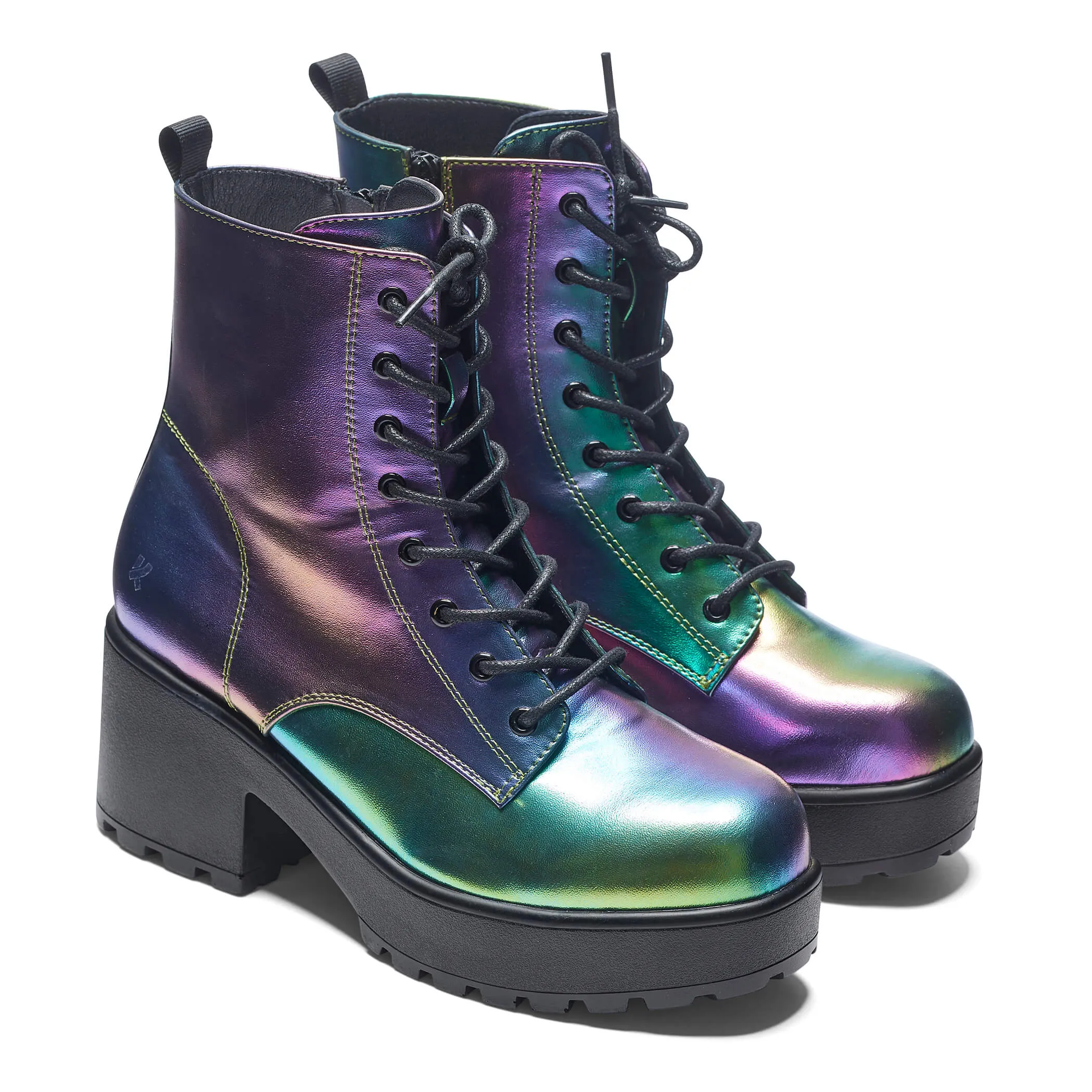 Rainbow Bismuth Platform Military Boots - Enhanced Durability