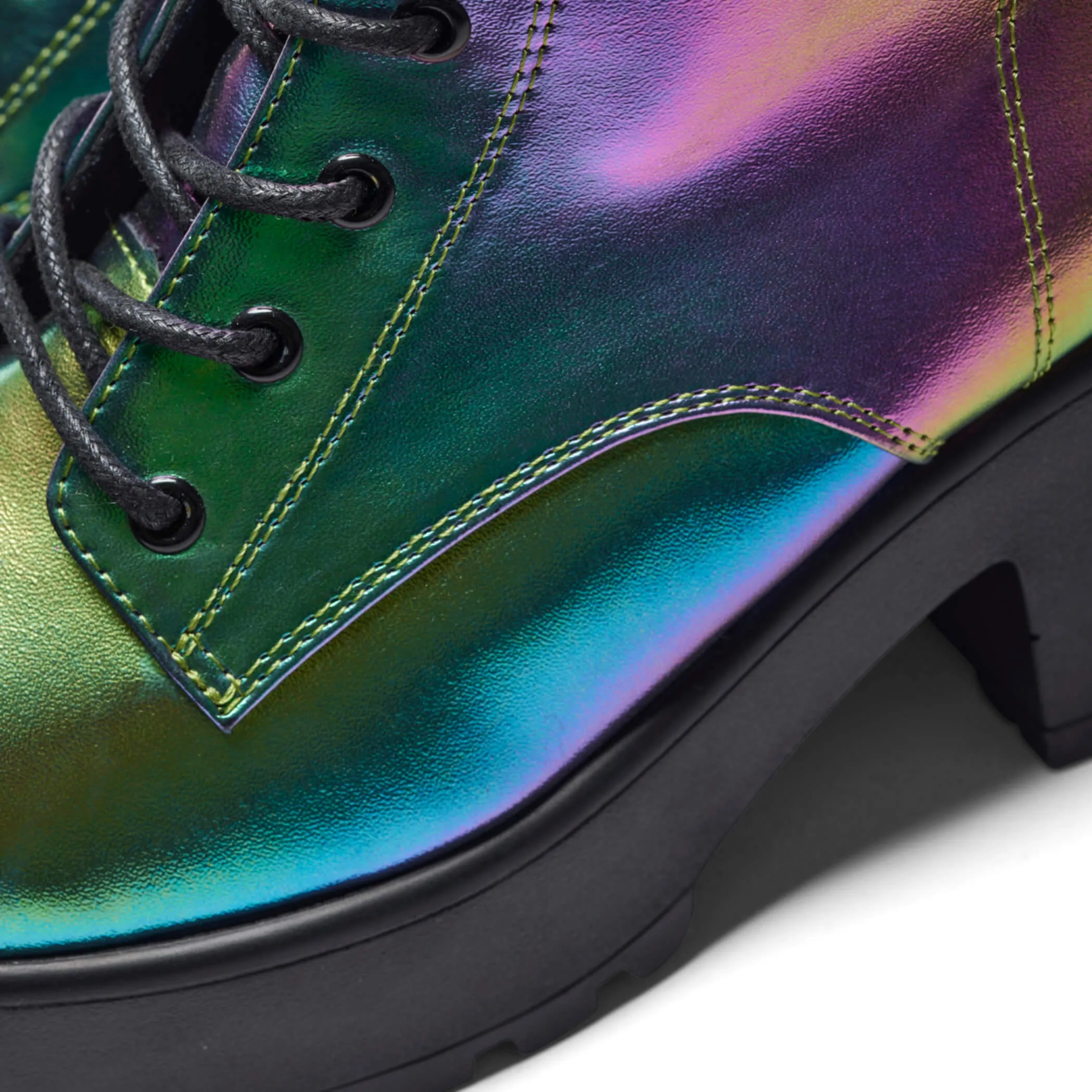 Rainbow Bismuth Platform Military Boots - Enhanced Durability