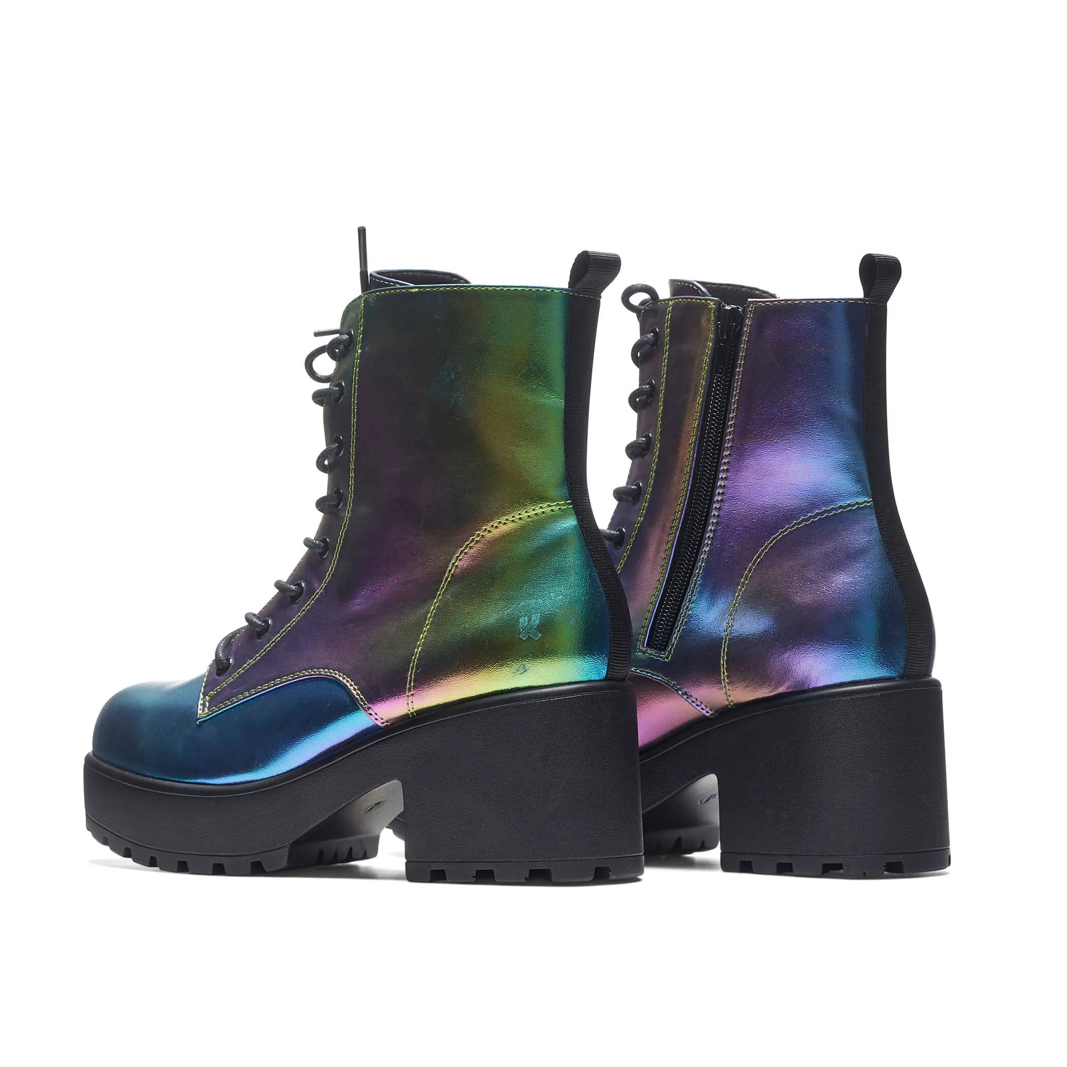 Rainbow Bismuth Platform Military Boots - Enhanced Durability