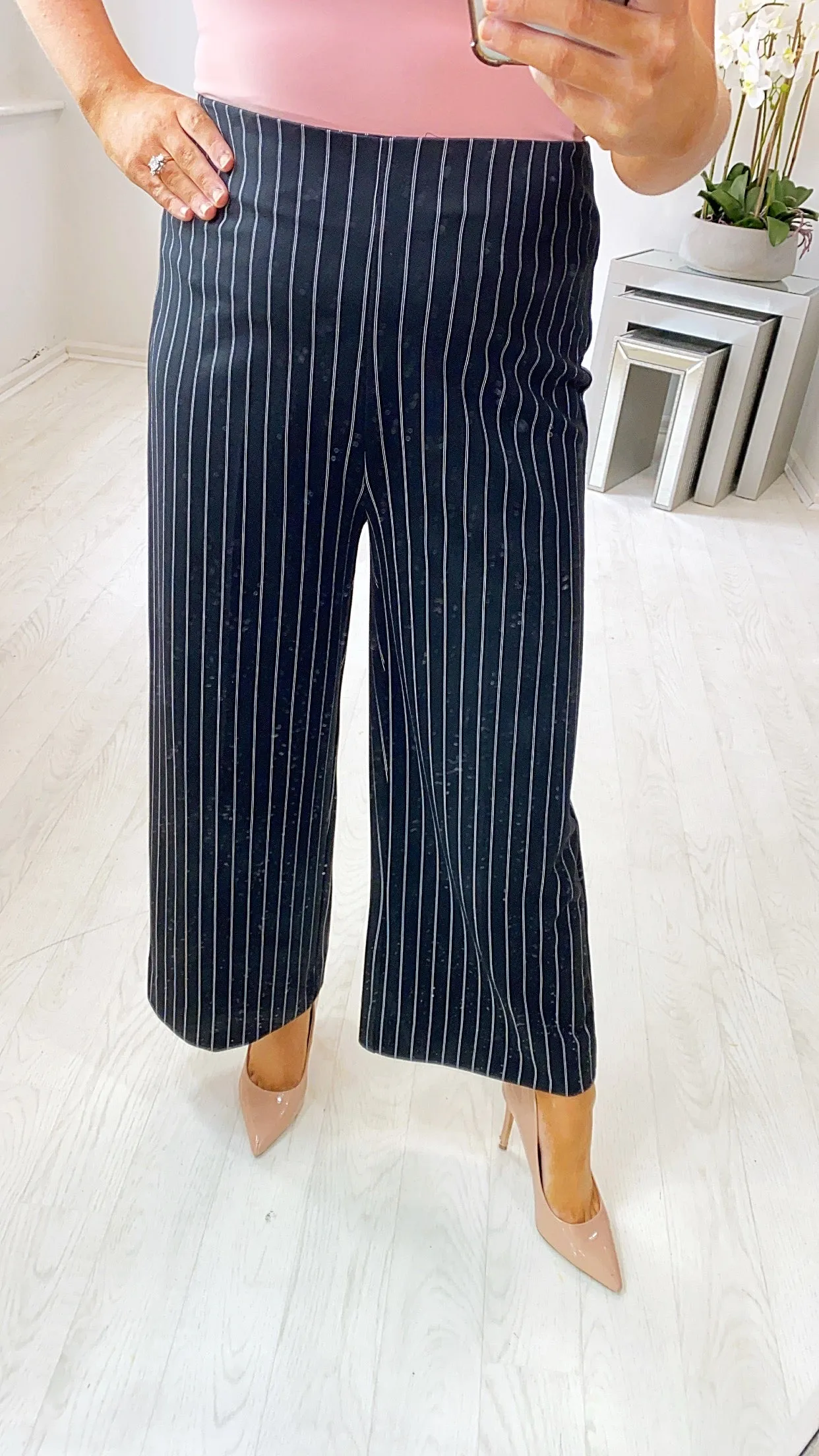 Black White Stripe Culottes