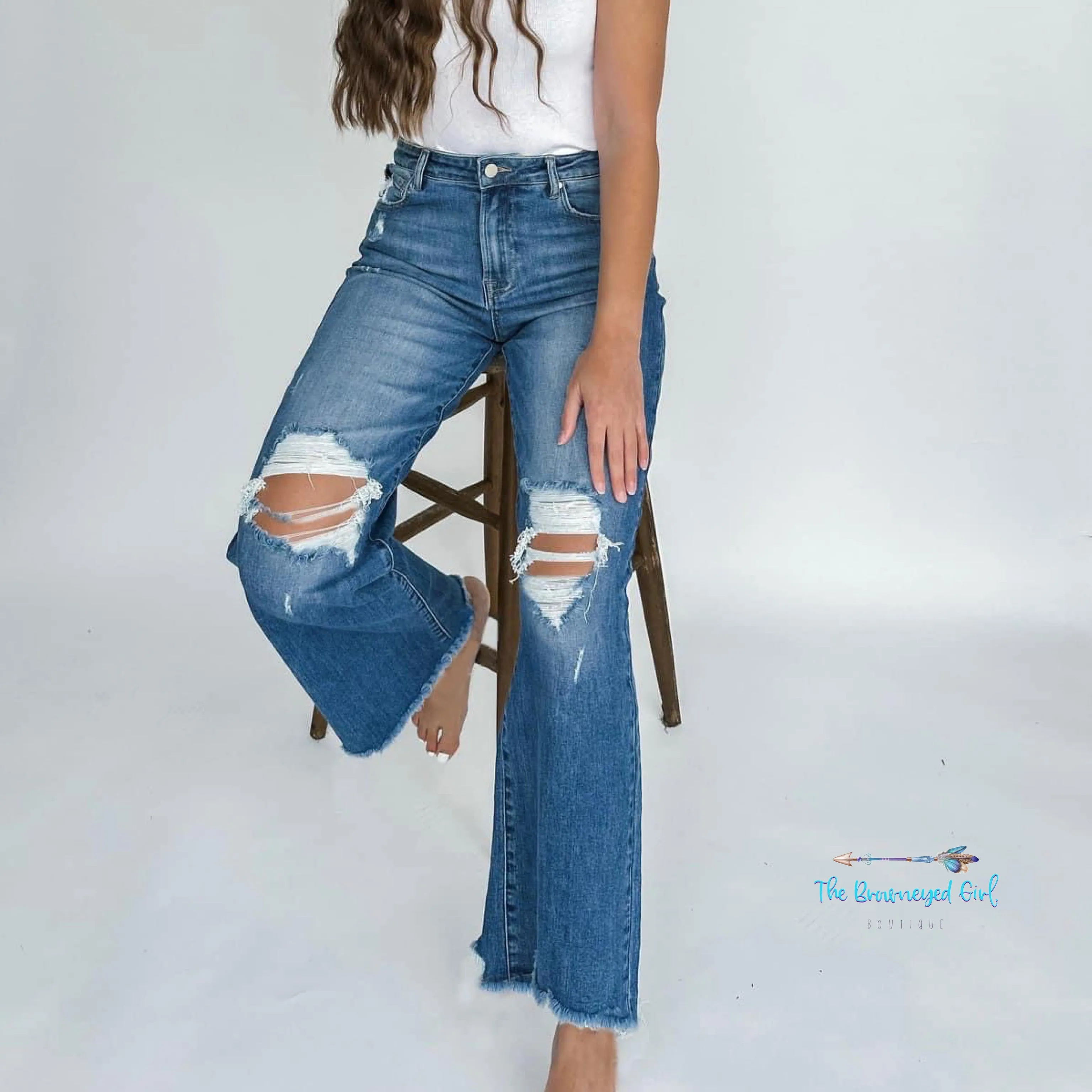 Blakeley Distressed Flare Jeans