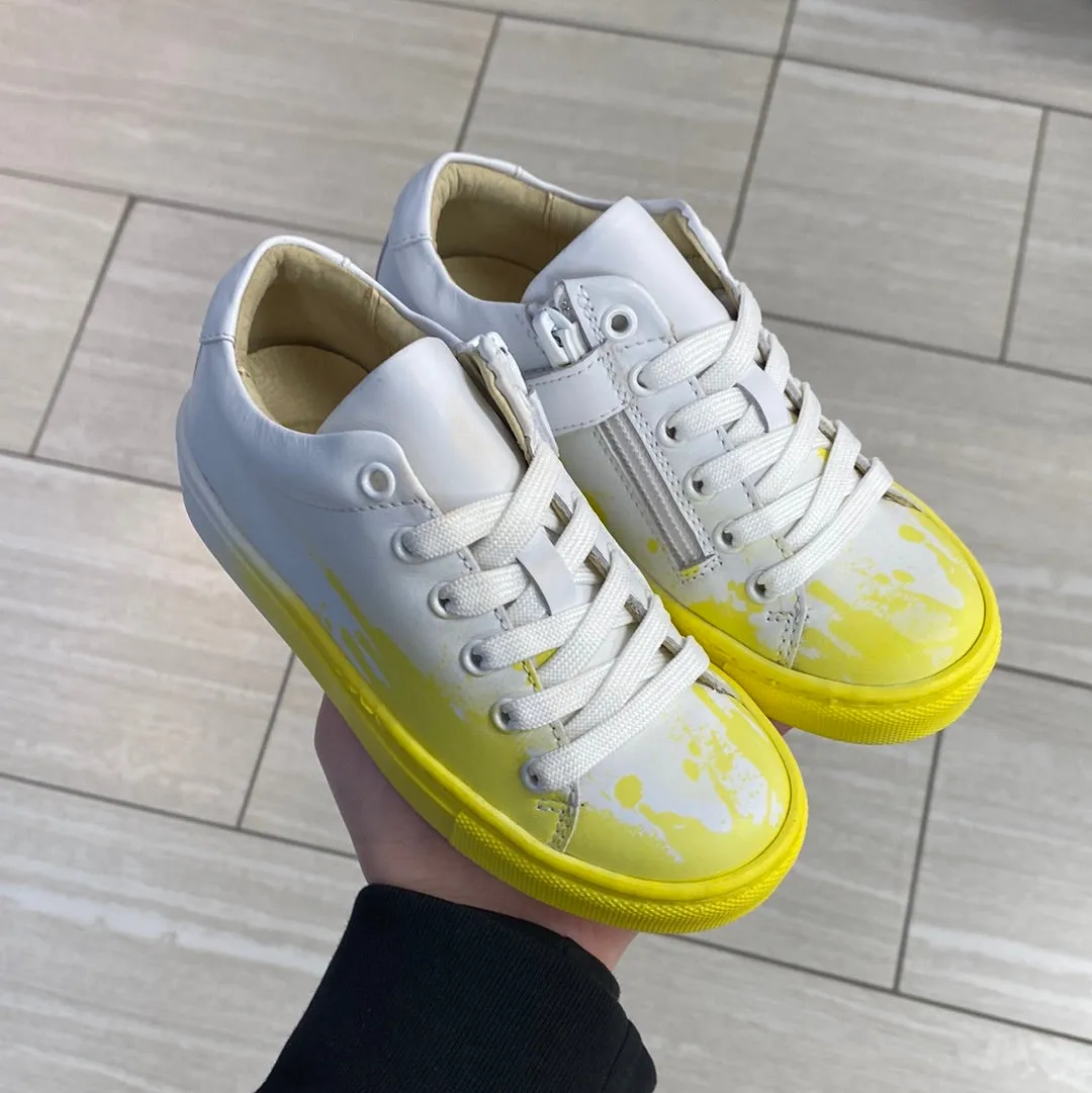 Blublonc Yellow Paint Splatter Sneaker