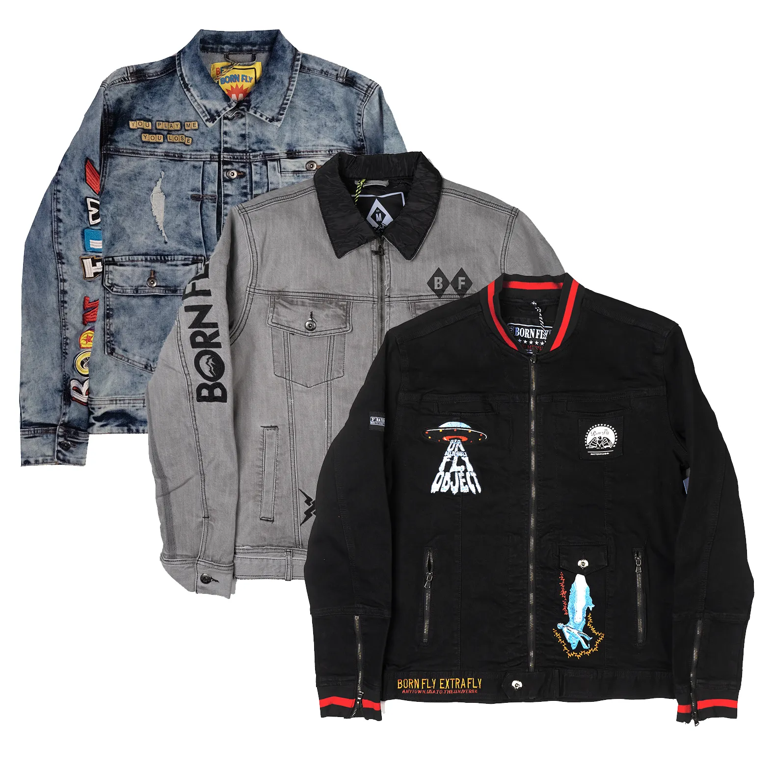 BORN FLY ASSORTED DENIM JACKETS - BFDJ06