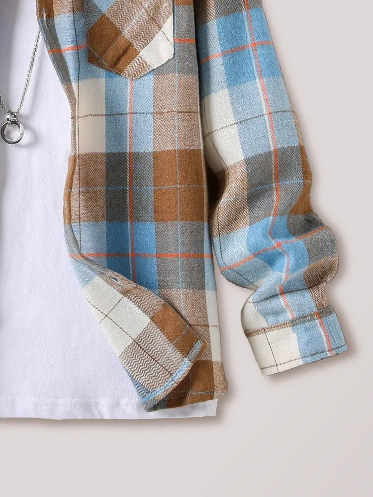 Boy Plaid Long Fall Shirt Jackets