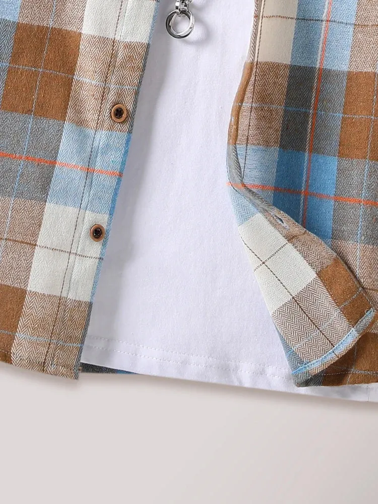 Boy Plaid Long Fall Shirt Jackets