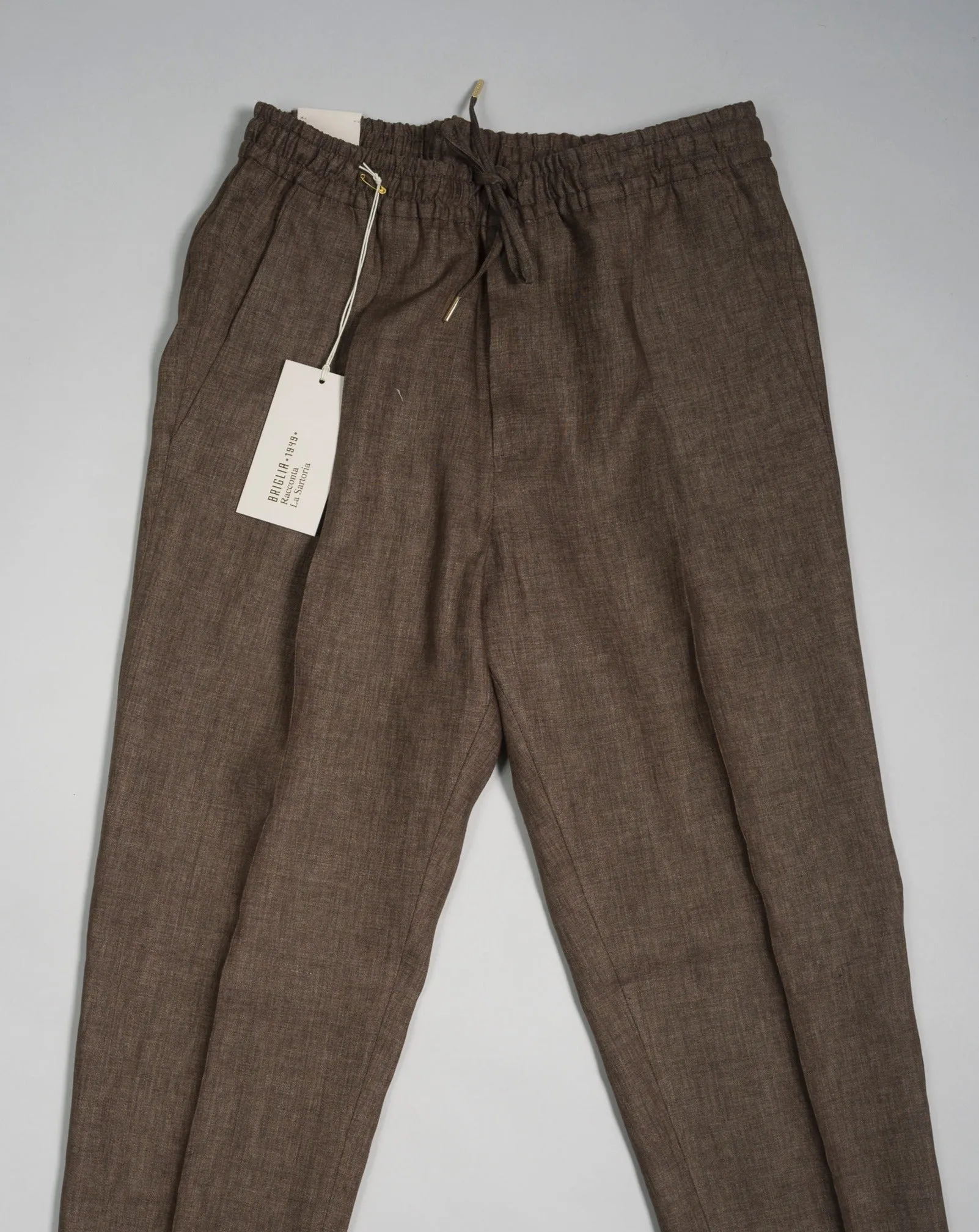 Briglia Linen Drawstring Trousers / Brown