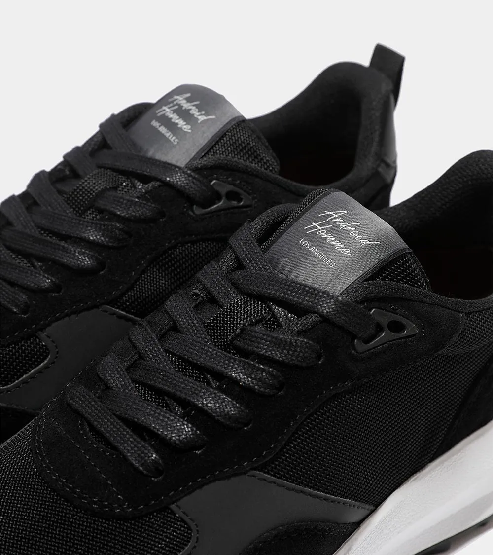 Black Suede Mesh Cascais Runner Sneakers | Model AHP234-49