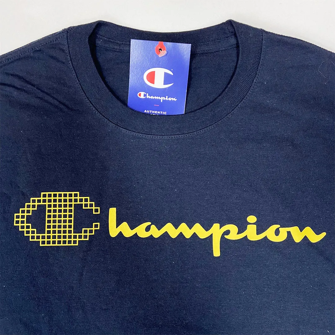 Champion Script Logo Print T-Shirt - Navy