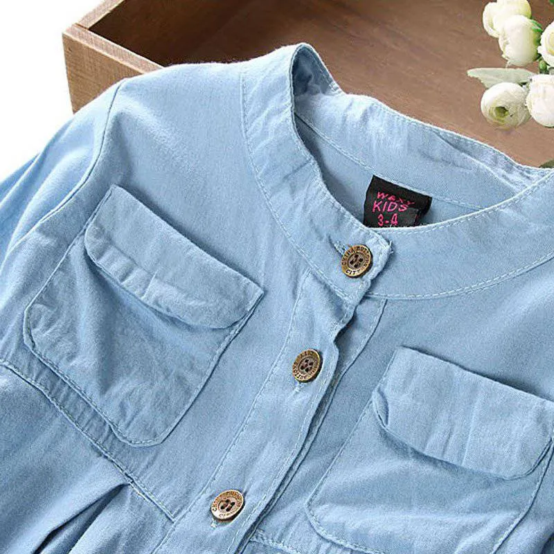 Children Long Sleeve Denim Girl Jean Blouses Clothing