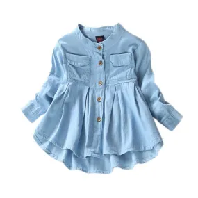 Children Long Sleeve Denim Girl Jean Blouses Clothing