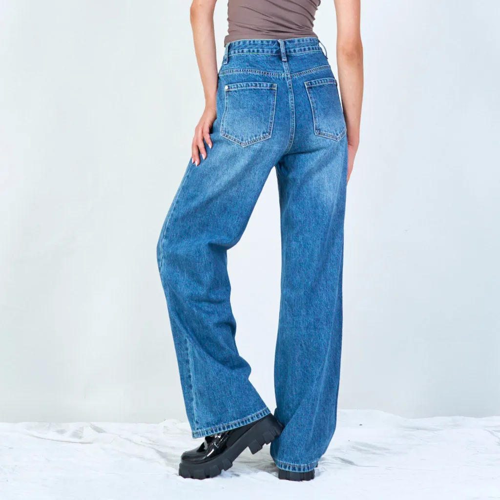 Premium Quality Classic High-Rise Wide-Leg Jeans for Wholesale