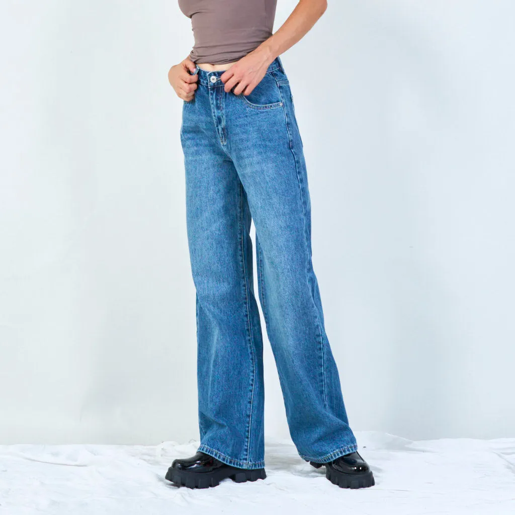 Premium Quality Classic High-Rise Wide-Leg Jeans for Wholesale