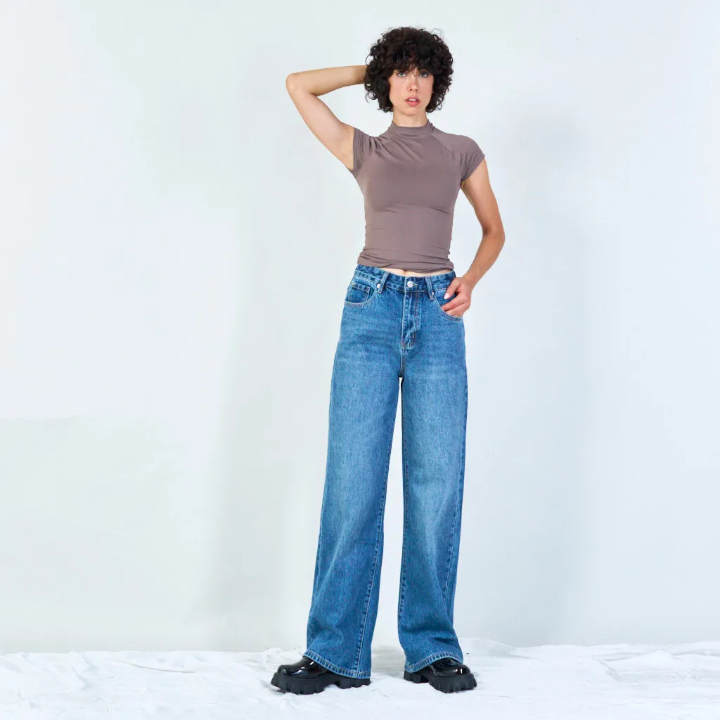 Premium Quality Classic High-Rise Wide-Leg Jeans for Wholesale