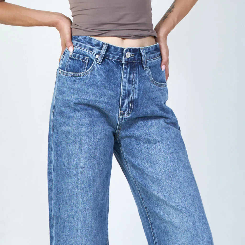 Premium Quality Classic High-Rise Wide-Leg Jeans for Wholesale