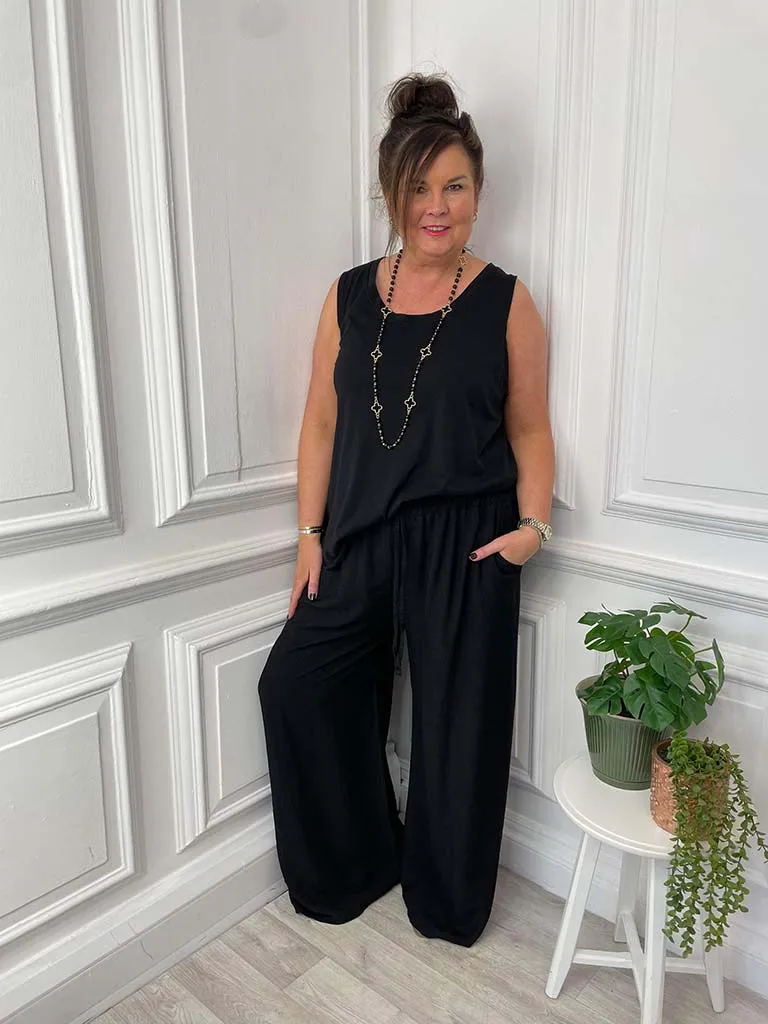 Classic Palazzo Trousers - Black