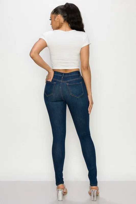 Classic Plus-size Dark High Rise Blast Stone Skinny Jeans