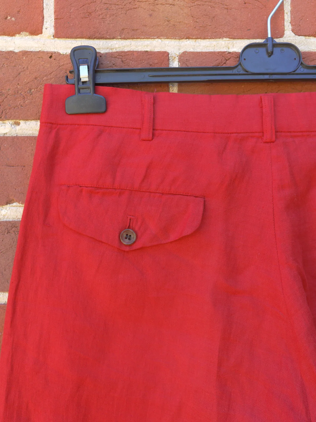 comme des garcons homme homme red linen trousers - 1998