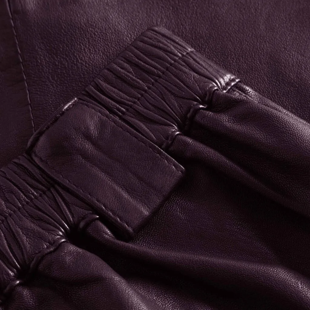 Cool Bianca suit pants in soft leather quality / 50686 - Dark Blossom