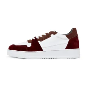 Corneliani Low Top Basket Sneaker (White & Bordeaux)