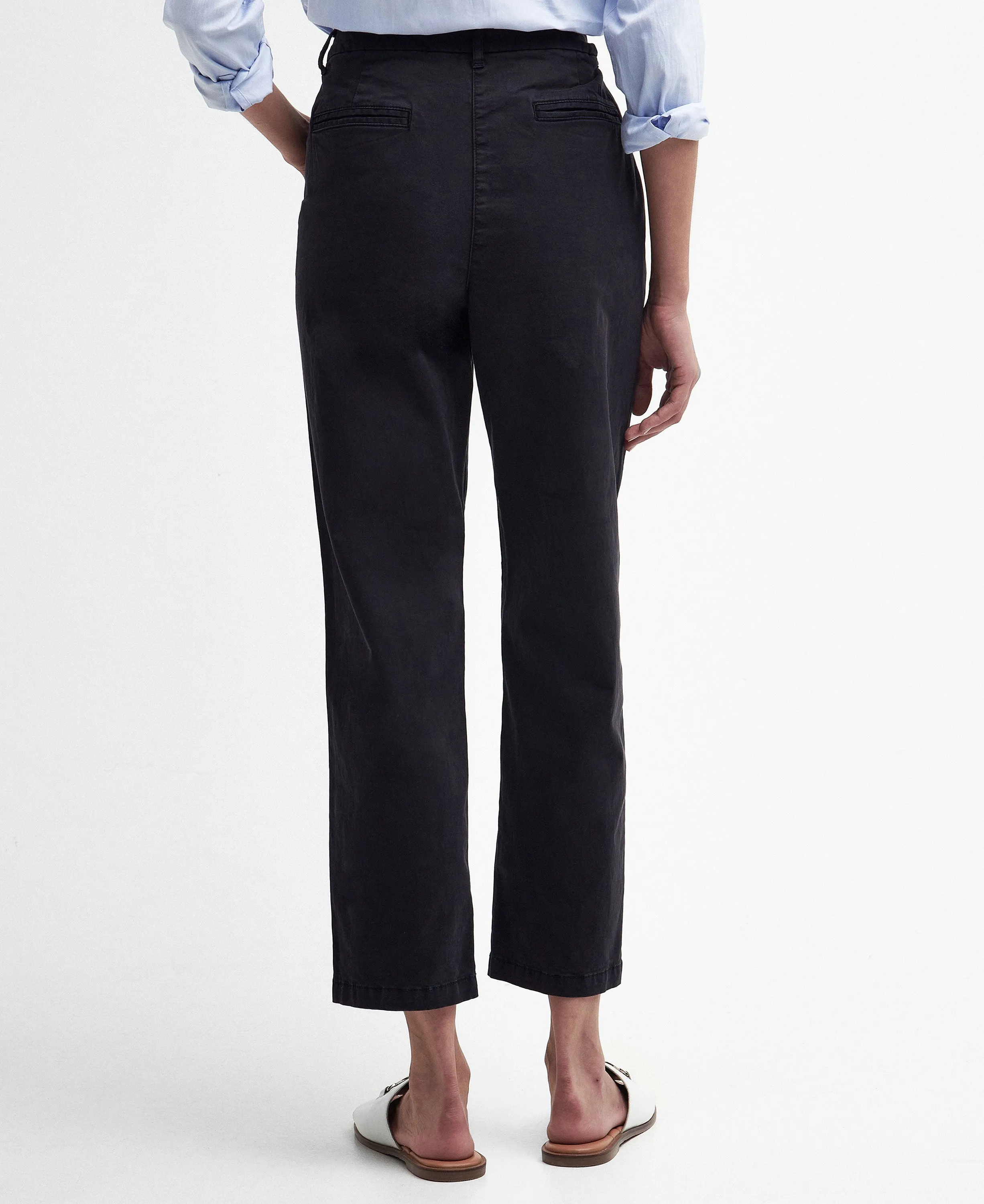 Cropped Chino Trousers - Navy