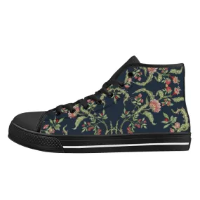 D25 High-Top Canvas Shoes - Black - Jacobean ornament