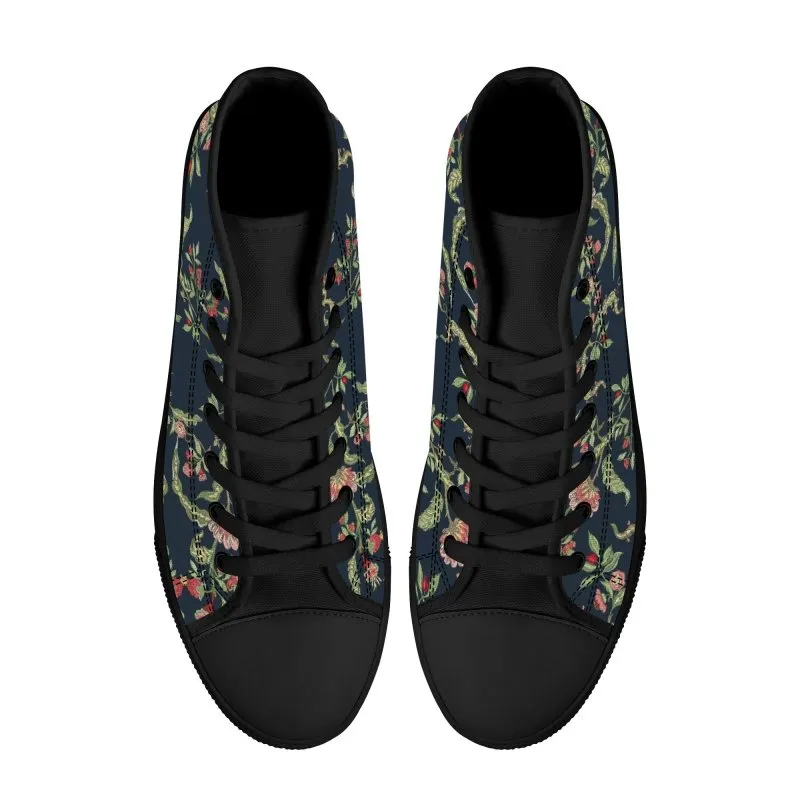 D25 High-Top Canvas Shoes - Black - Jacobean ornament