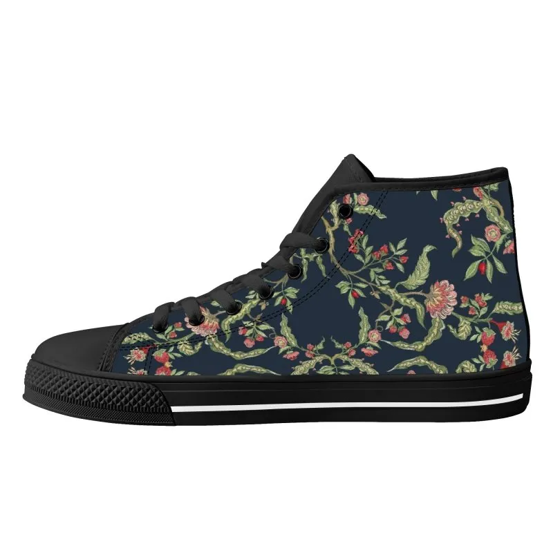 D25 High-Top Canvas Shoes - Black - Jacobean ornament