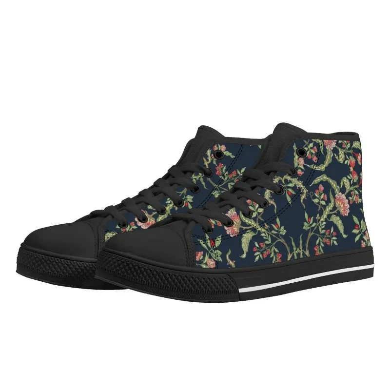 D25 High-Top Canvas Shoes - Black - Jacobean ornament