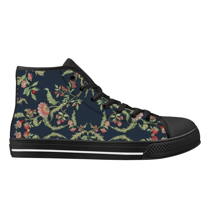 D25 High-Top Canvas Shoes - Black - Jacobean ornament