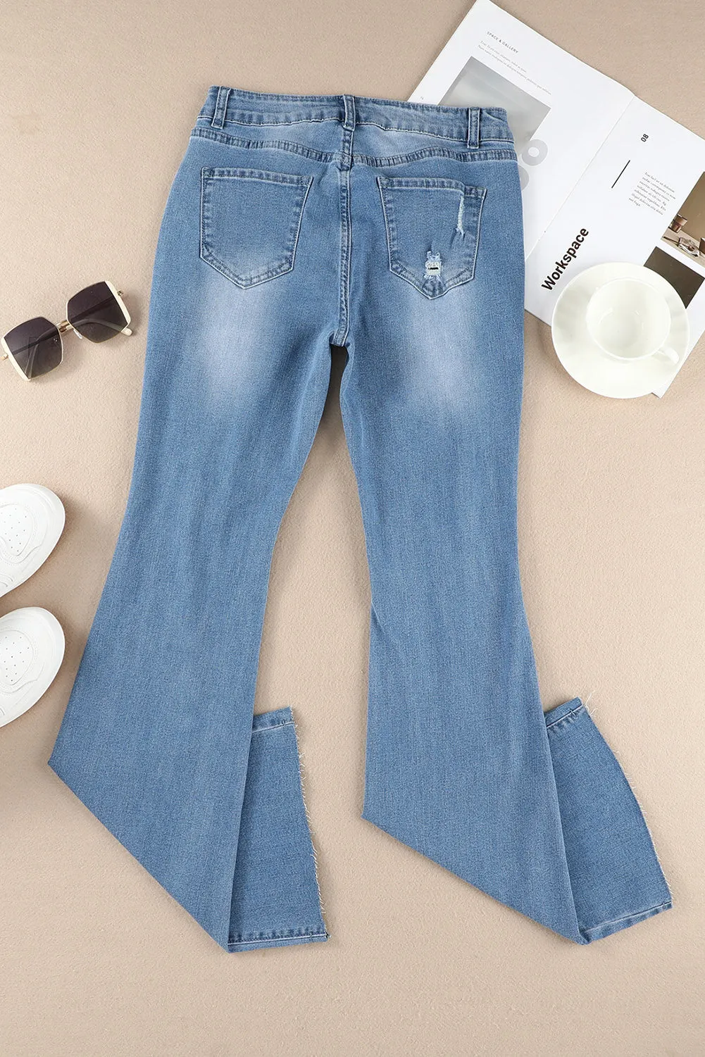 Dark Wash Mid Rise Flare Jeans