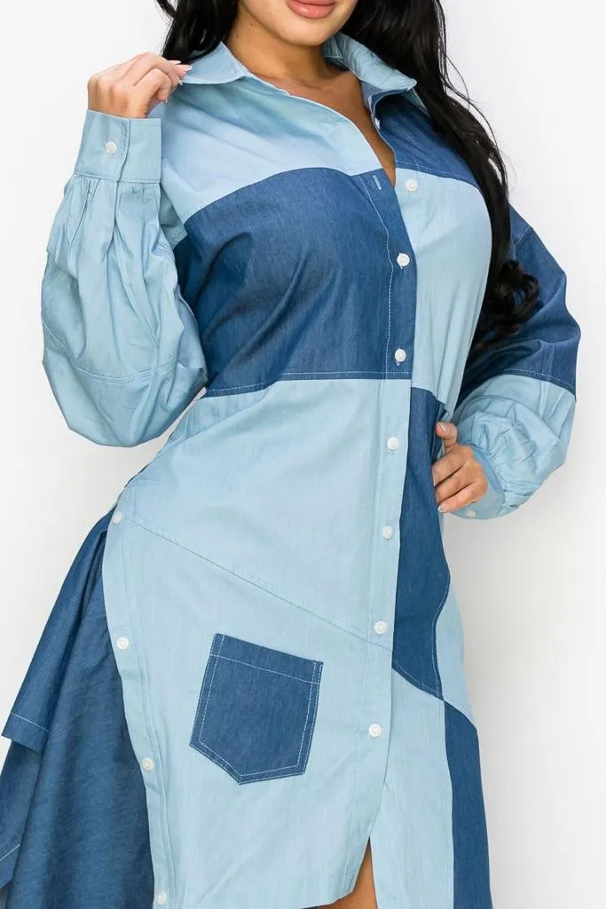 Denim Contrast Shirtdress