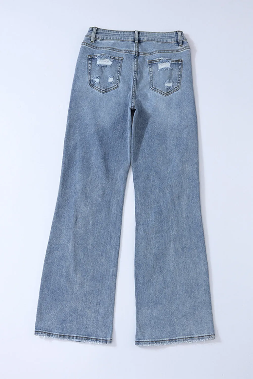 Destroyed Open Knee Wide Leg Jeans